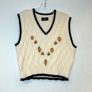 Cider Knit Oversized Embroidered Sweater Vest Size Small